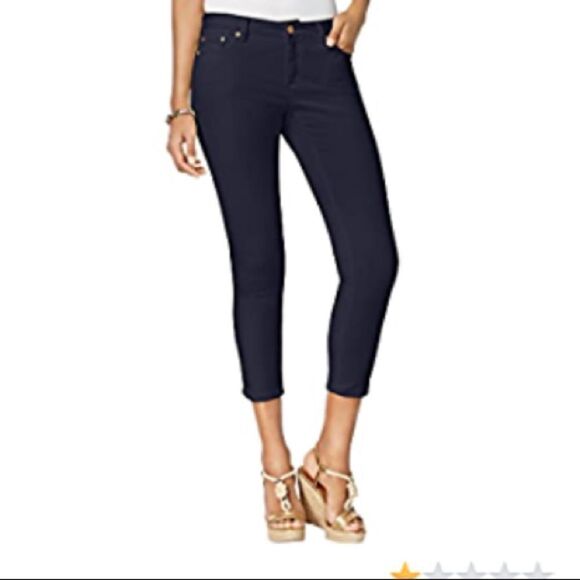 MICHAEL Michael Kors Izzy Cropped Skinny True Navy Blue Pants NEW $89 - Picture 2 of 8